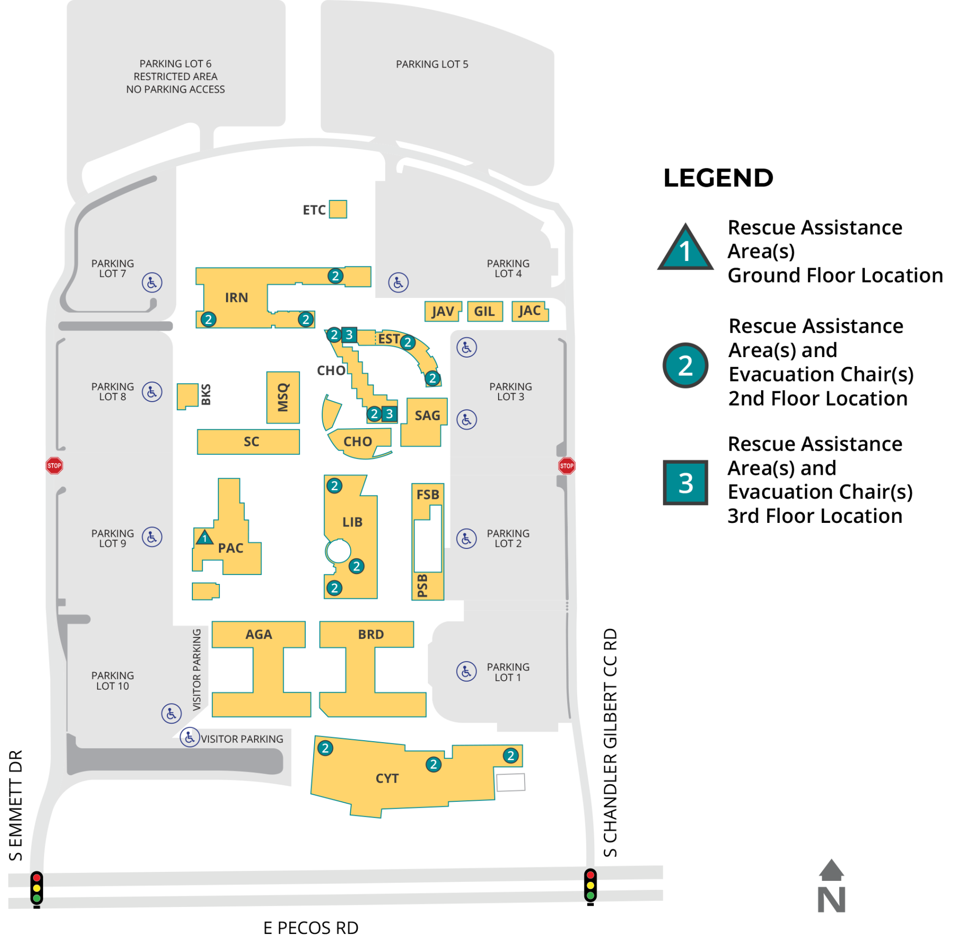 RESCUE ASSISTANCE/CHAIR AREA A designated space inside a building that provides temporary safety for individuals who cannot use standard exit routes during an emergency evacuation.