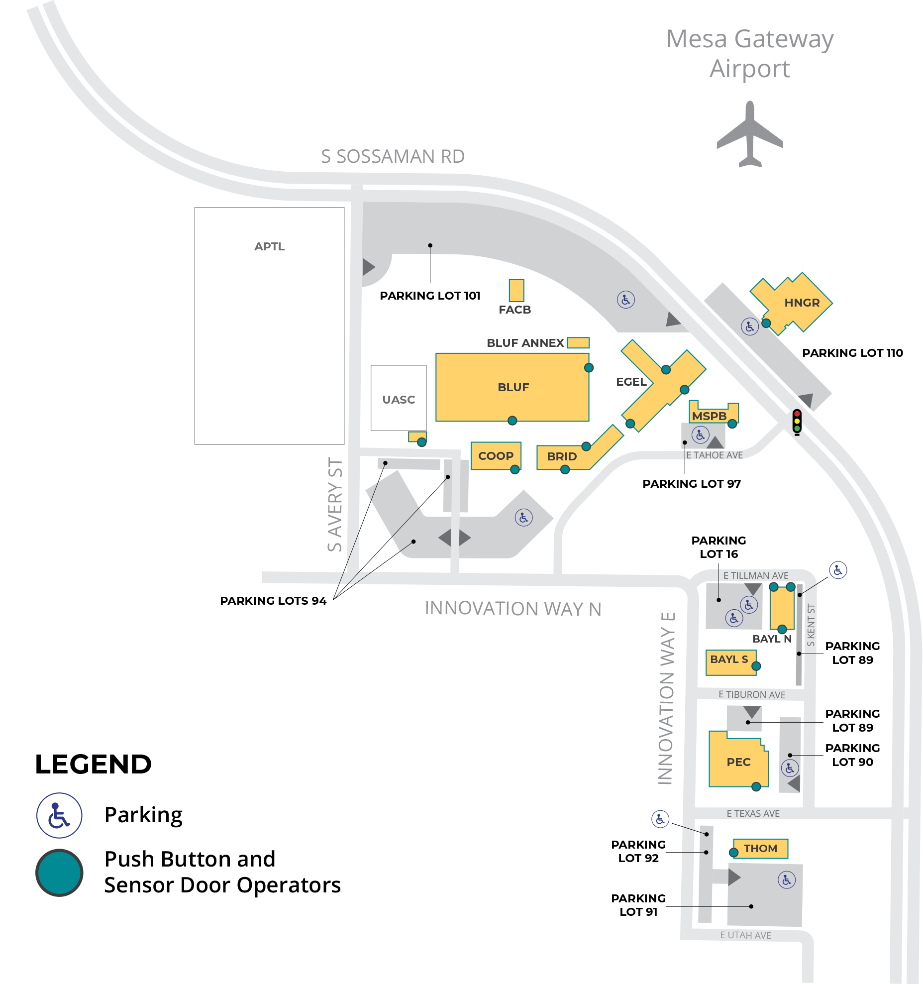 ADA PARKING & BUILDING ENTRANCES To assure passage of people using wheelchairs, or crutches, the opening must be at least 32 inches wide. If it is not readily achievable to provide a minimum 32 inch wide opening, then the opening should be as wide as possible